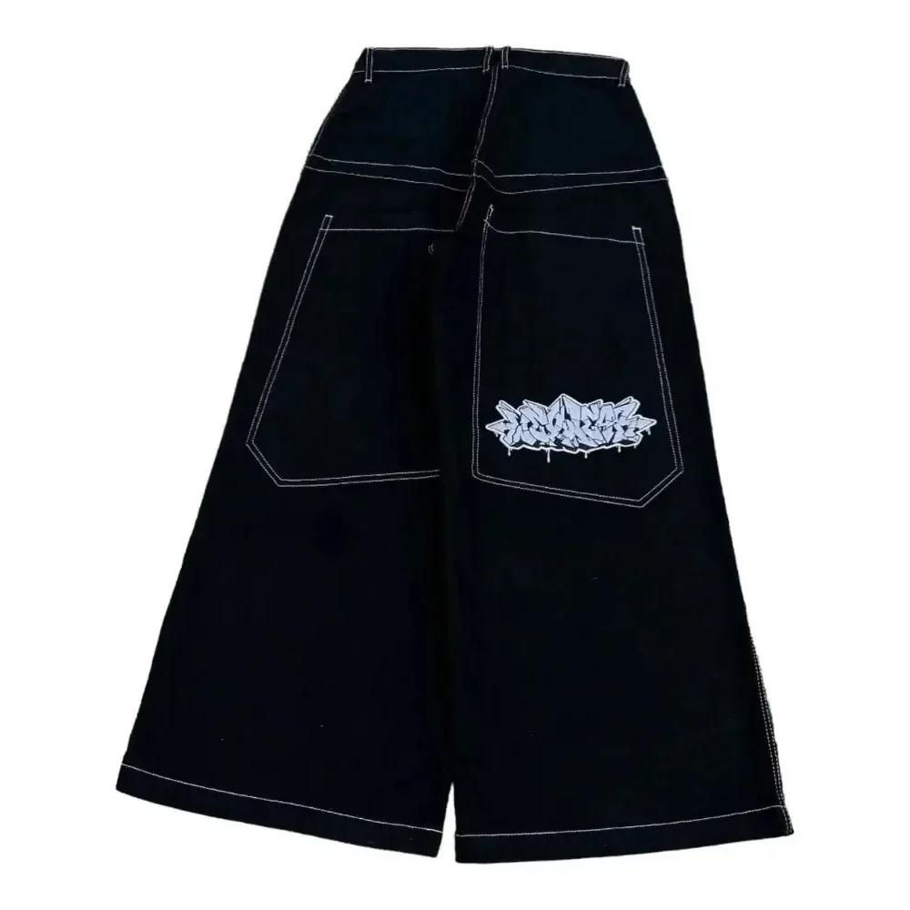Tinicoo Harajuku Goth Mode Y2K Baggy Jeans Vintage Geborduurde Hoge Kwaliteit Jeans Mannen Vrouwen Hip Hop Streetwear Casual Wijde Pijpen Jeans M