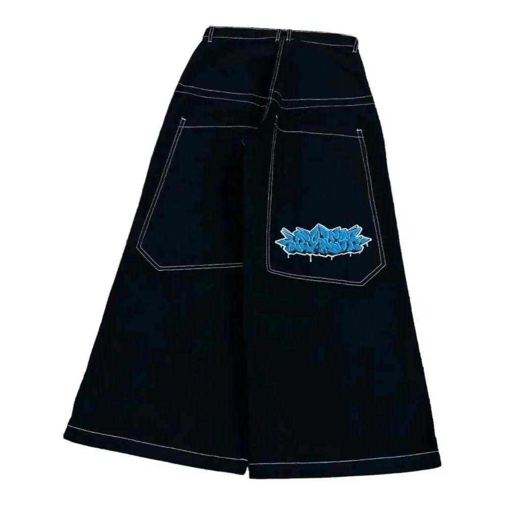 Tinicoo Harajuku Goth Mode Y2K Baggy Jeans Vintage Geborduurde Hoge Kwaliteit Jeans Mannen Vrouwen Hip Hop Streetwear Casual Wijde Pijpen Jeans M