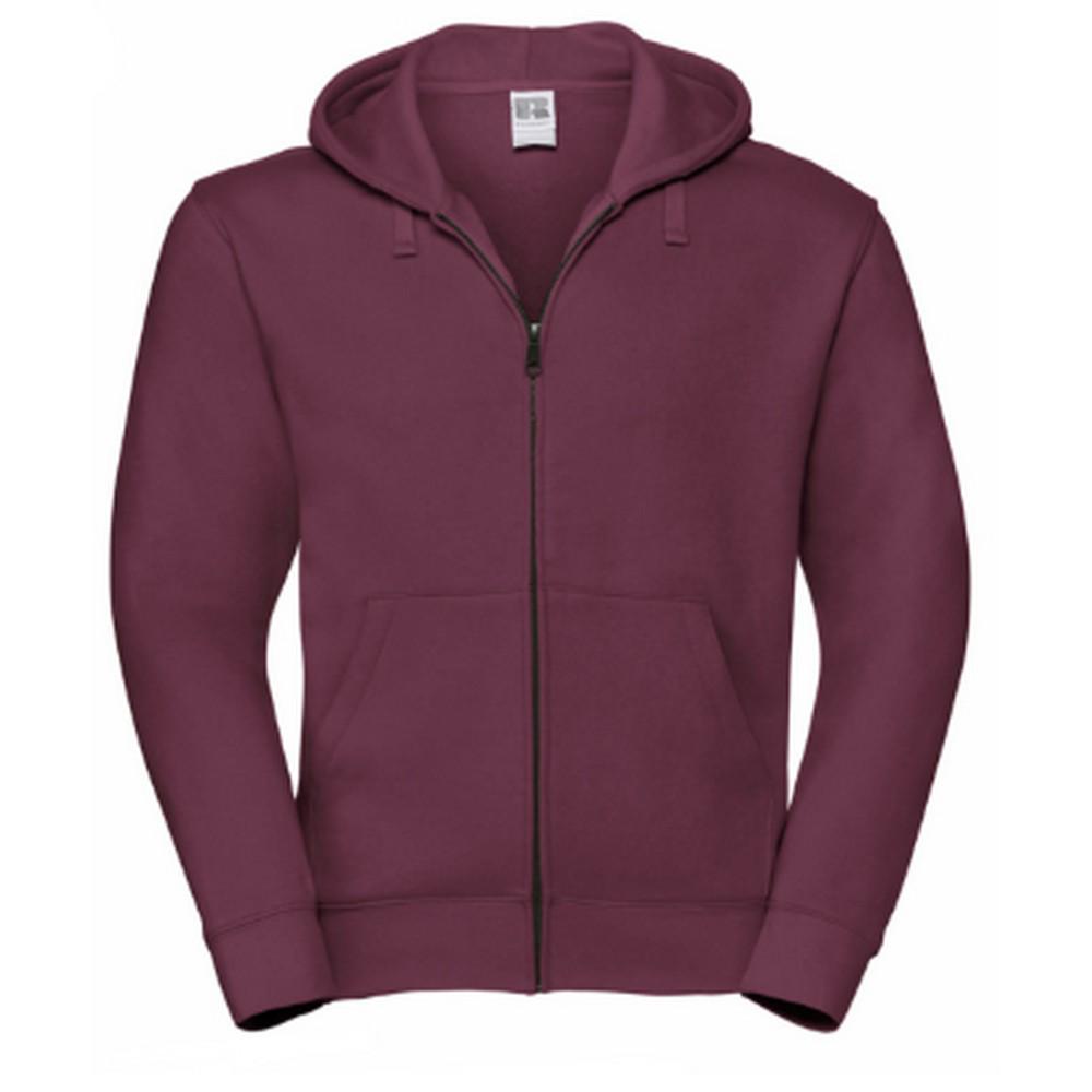 Russell Heren Authentiek Sweatshirt / Hoodie met Volledige Rits en Capuchon M bordeaux