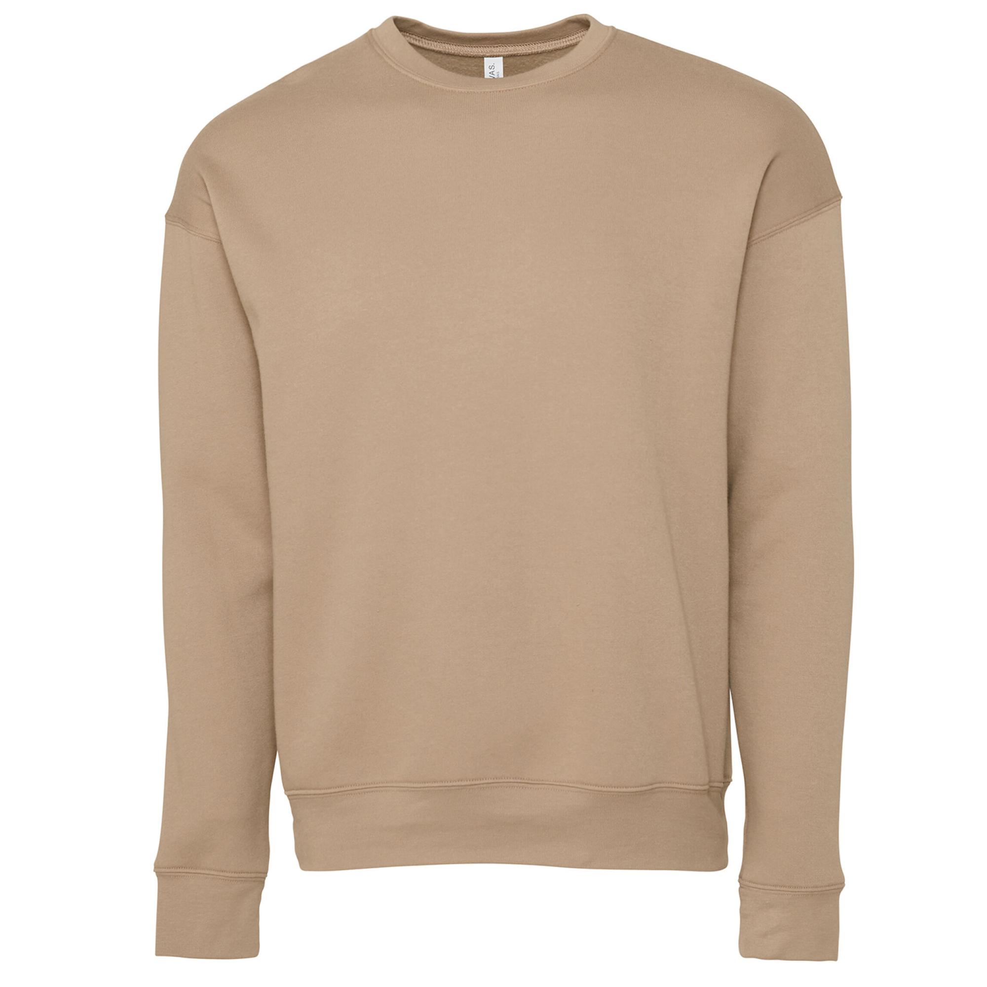 Bella + Canvas Unisex fleece sweatshirt met verlaagde schouder voor volwassenen M lichtbruin