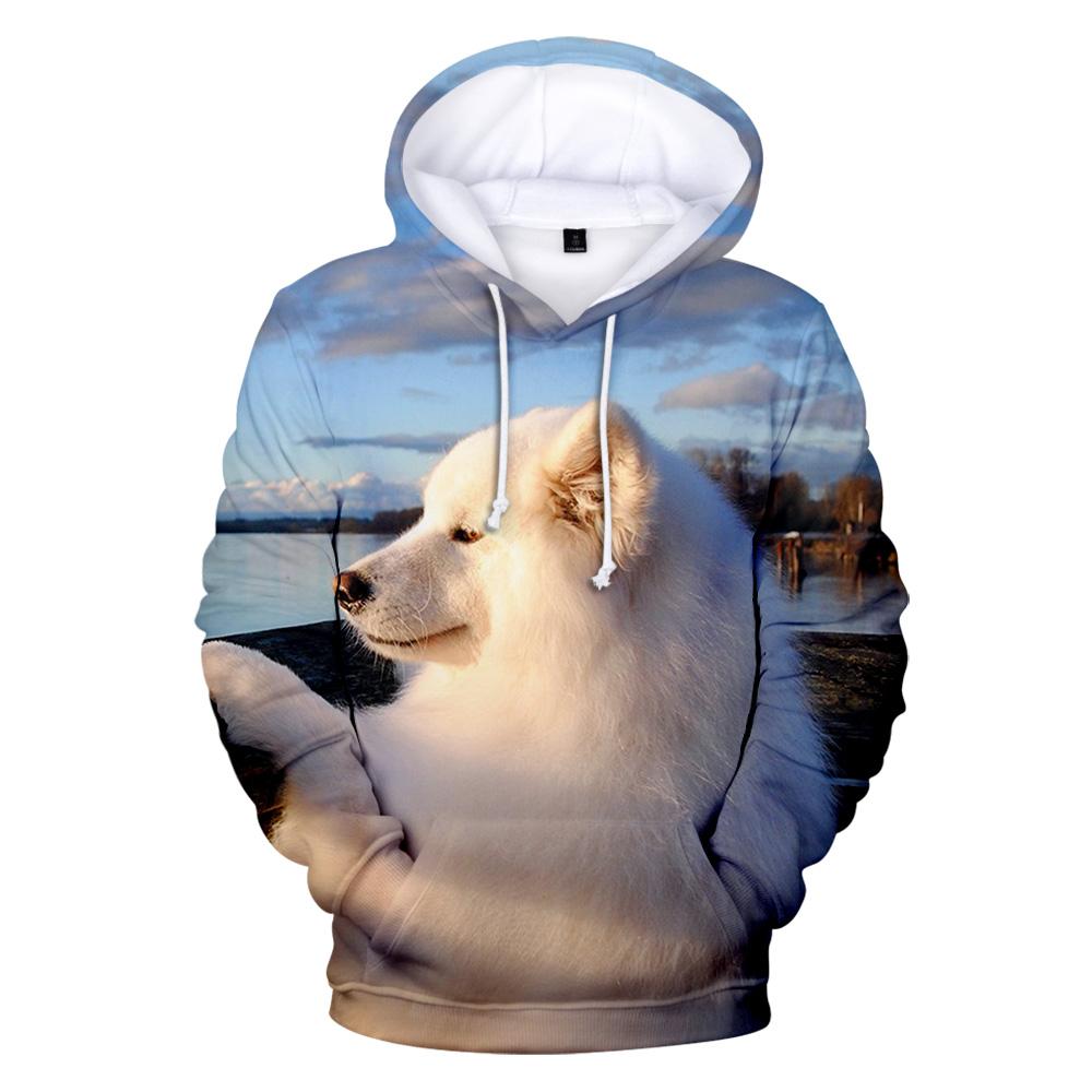 ETST WENDY 005 Mannen Schattige Dieren Samoye 3D Afdrukken Hoodies Sweatshirts Mannen/Vrouwen Lente En Herfst Mode Toevallige Sweater Leuke streetwear M