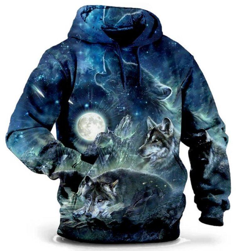 ETST 07 Sweatshirt met capuchon voor heren met capuchon Wolf Grafische T-shirt 3D Print Trui Oversized herenkleding Tops Mannelijke herfst streetwear XL
