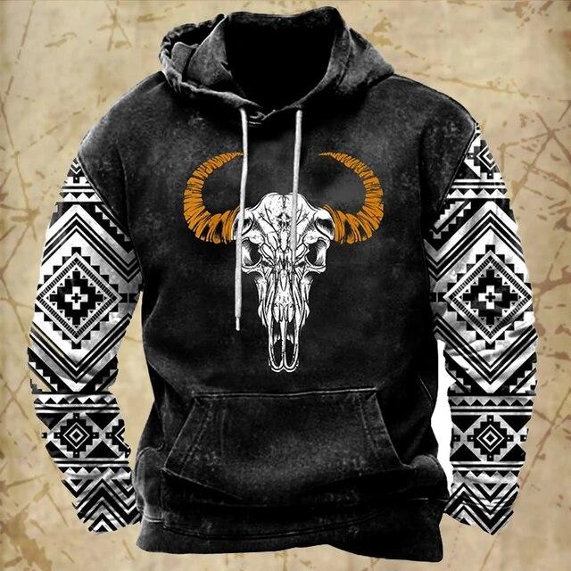Bobby 2 Vintage herenhoodie mode straatkleding koe schedelprint oversized klassieke hoodies sweatshirt herfst trui met lange mouwen 6XL