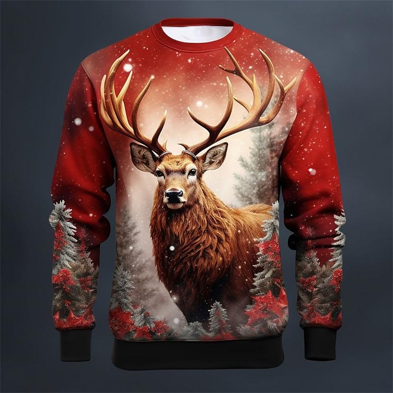 ETST 05 Kerst elanden print sweatshirts voor heren herfst lange mouwen trui casual o-hals heren tops oversized hoodie tees x'mas kleding 6XL