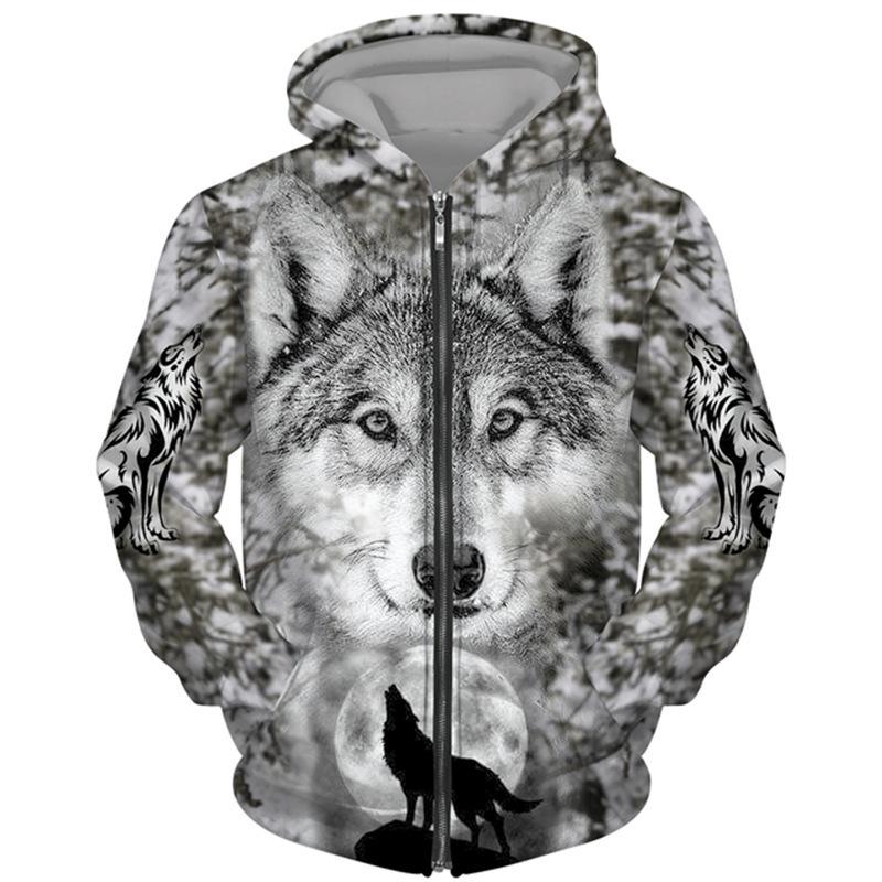 Forever Men Lente Herfst 3D Wolf Serie Bedrukt Rits Hoodie Heren Dames Koppels Hoodie Hoodie Jas Casual Mode Jas 4XL