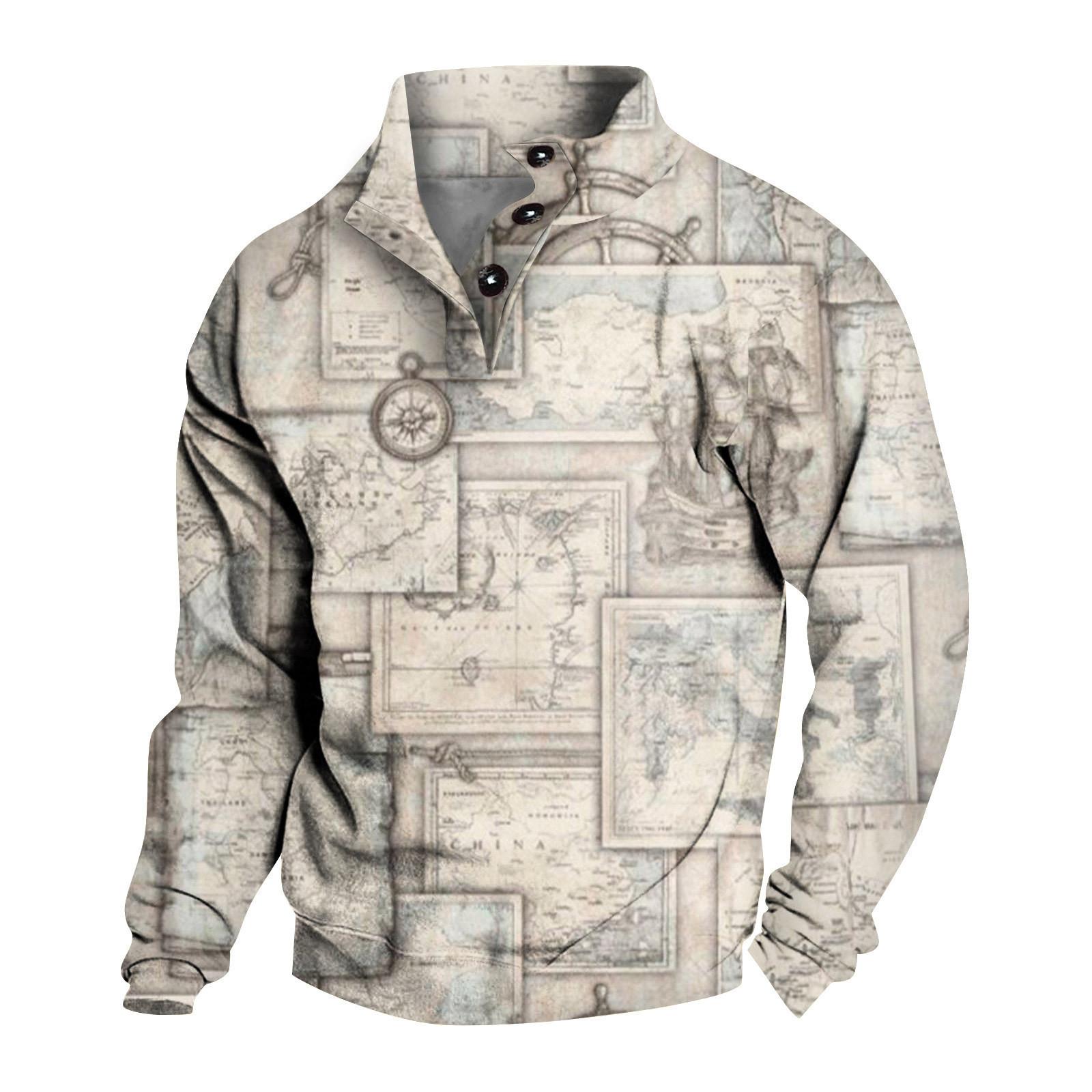 Winnerer Neptune Lente en herfst herensweatshirt met staande kraag is outdoor casual truien tops XL wit