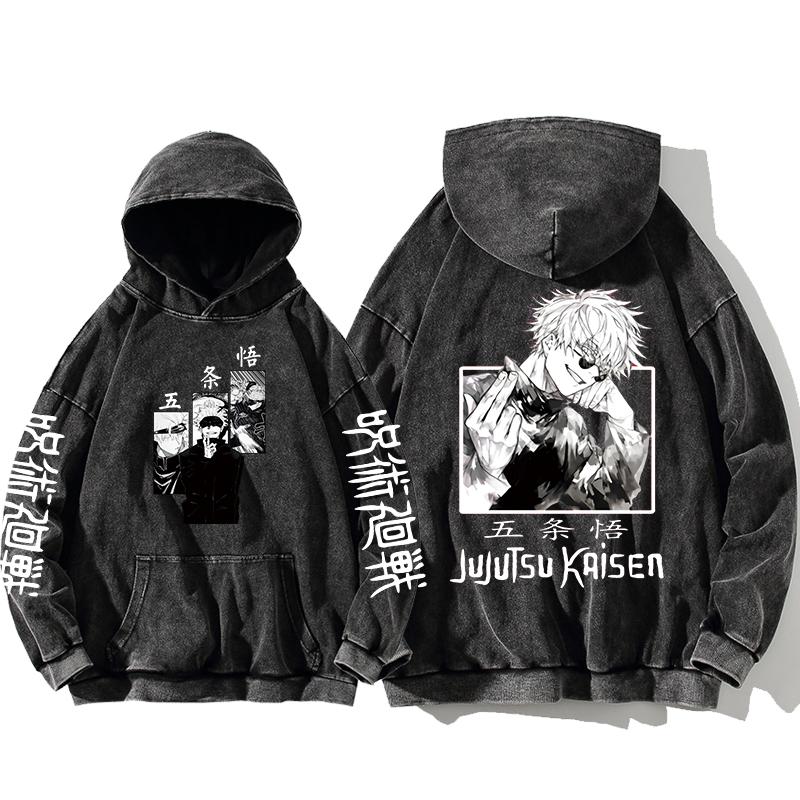 ETST 012 Jujutsu Kaisen Satoru Gojo Sweatshirts Anime Heren Hoge Kwaliteit 100% Gewassen Katoenen Hoodie Winter Oversized Streetwear Kleding S