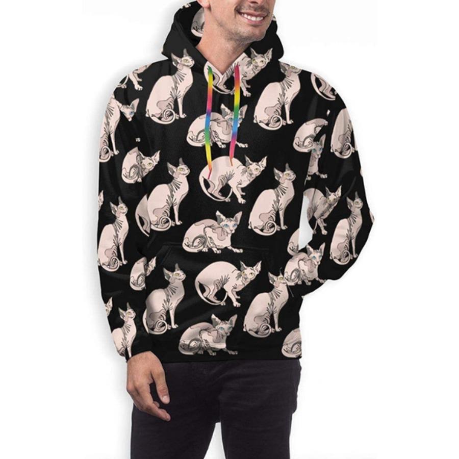 ETST 011 Sphynx katten haarloze naakte katten heren nieuwigheid casual hoodies pullover hooded sweatshirt met zak 6XL