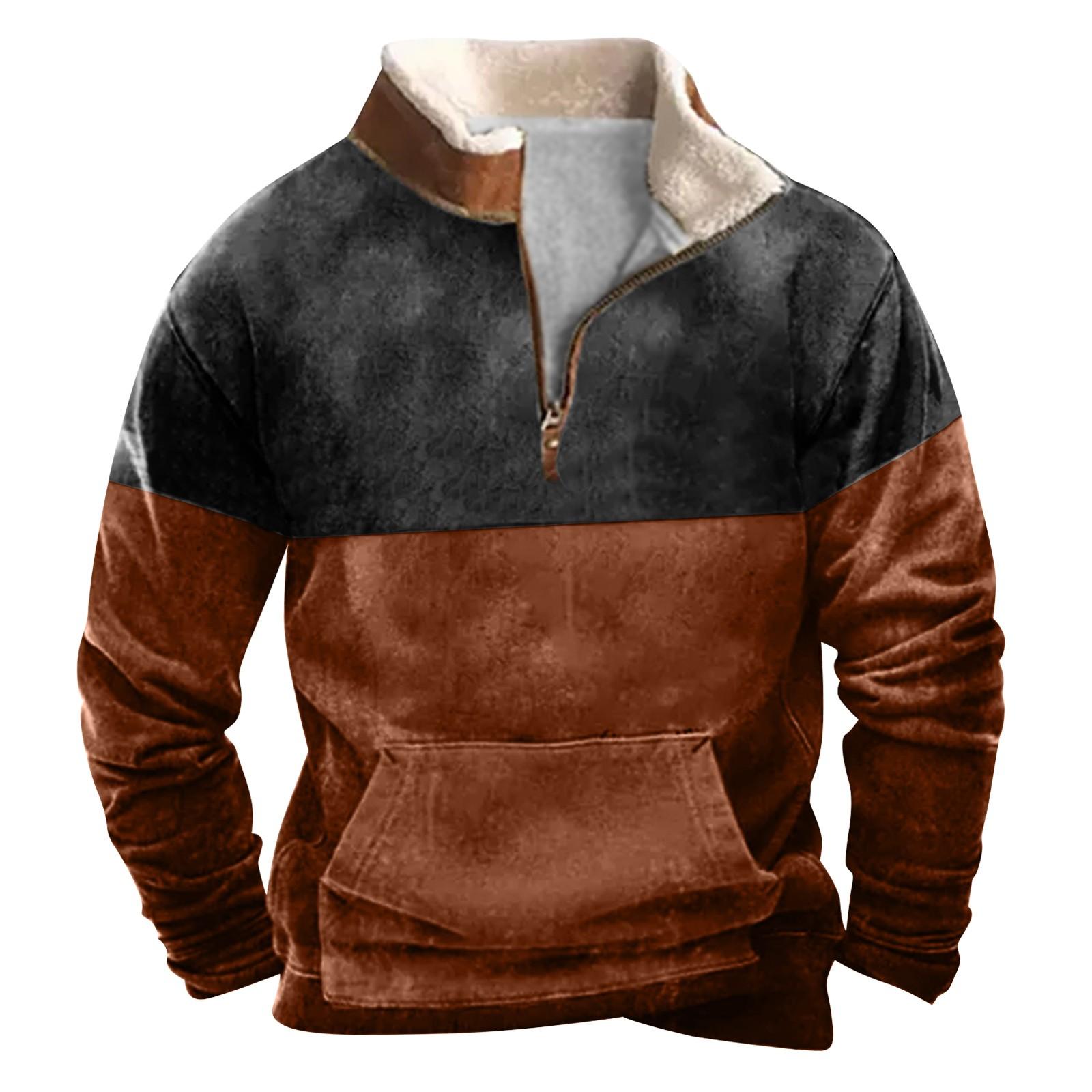 Swimwear Lente en herfst herensweatshirt met staande kraag is outdoor casual truien tops XL koffie