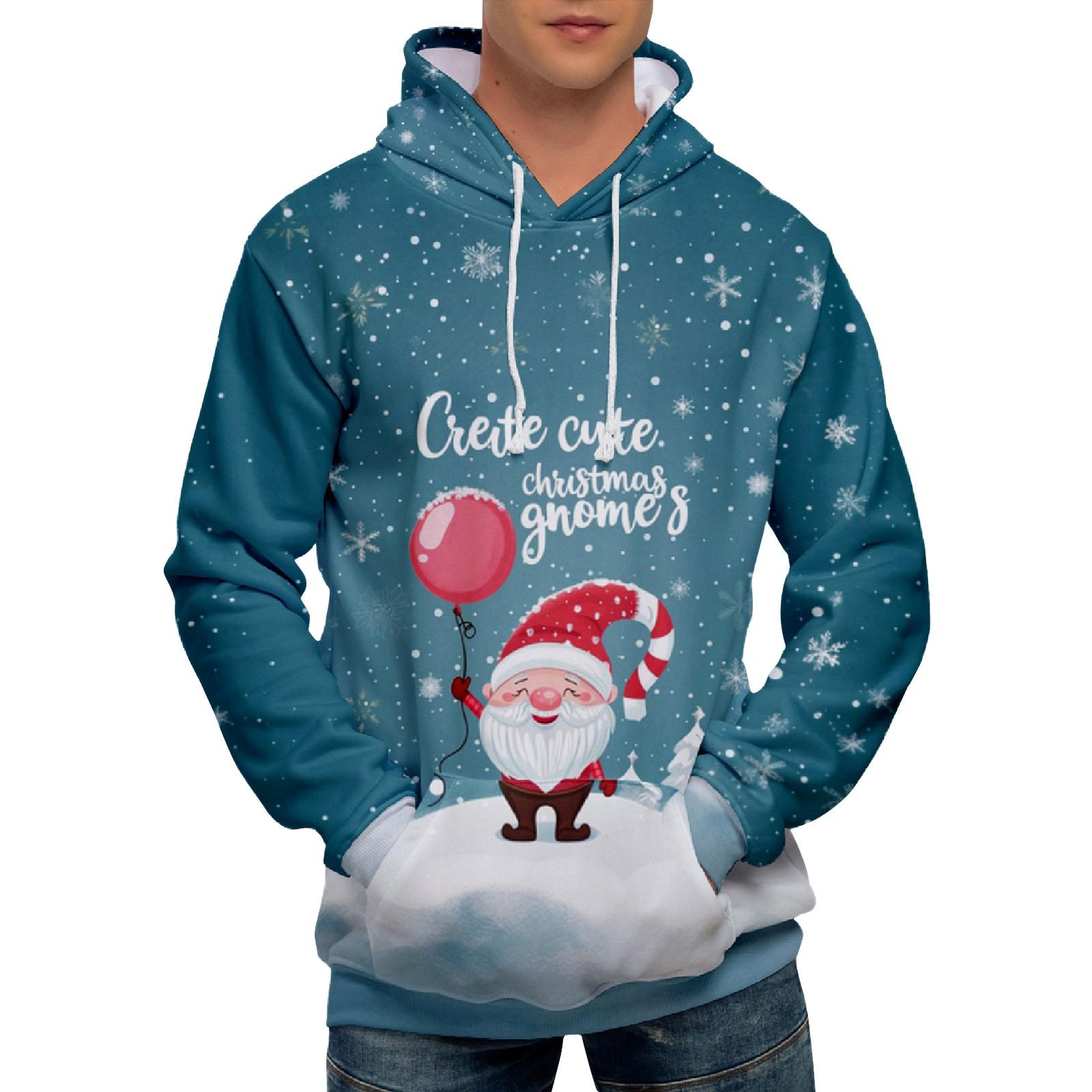 Ren Bag Los bedrukt sweatshirt met capuchon voor heren Casual mode-sportsweatshirt voor heren XL hemelsblauwe kleur