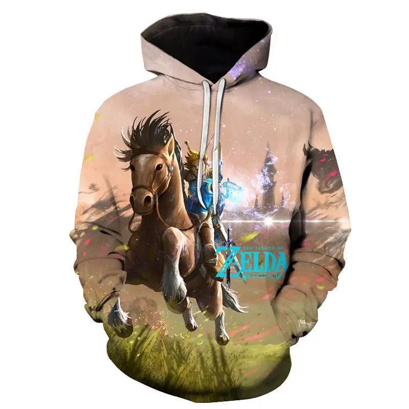 ETST0013 Cosplay Legend Zelda Link Rits Omhoog Hoodies Tops Jassen Anime 3D Print Sweatshirt voor Volwassenen Herenjas Mode Streetwear S