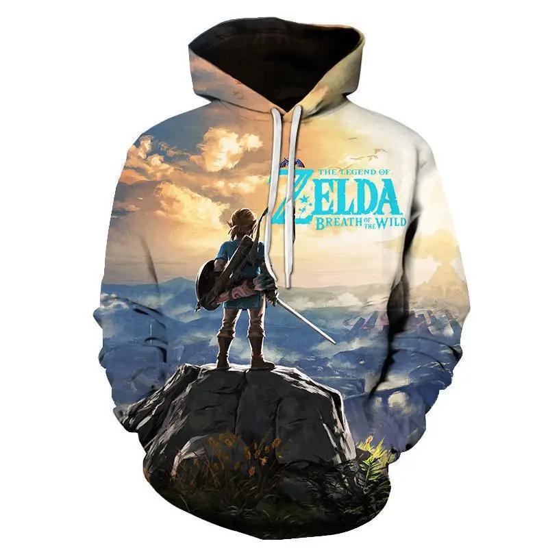 ETST0013 Cosplay Legend Zelda Link Rits Omhoog Hoodies Tops Jassen Anime 3D Print Sweatshirt voor Volwassenen Herenjas Mode Streetwear S