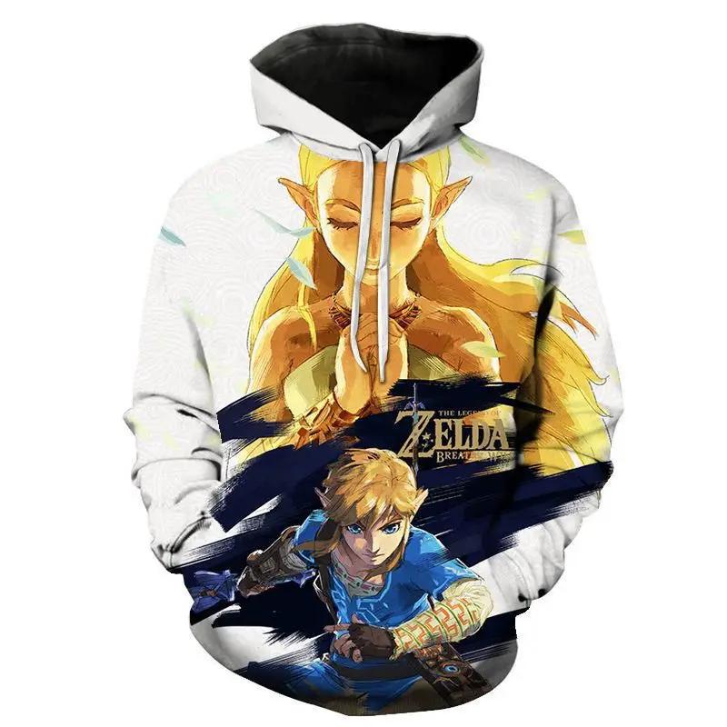 ETST0013 Cosplay Legend Zelda Link Rits Omhoog Hoodies Tops Jassen Anime 3D Print Sweatshirt voor Volwassenen Herenjas Mode Streetwear S