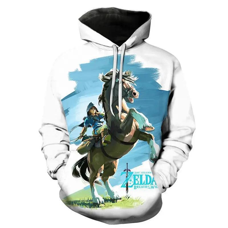 ETST0013 Cosplay Legend Zelda Link Rits Omhoog Hoodies Tops Jassen Anime 3D Print Sweatshirt voor Volwassenen Herenjas Mode Streetwear M