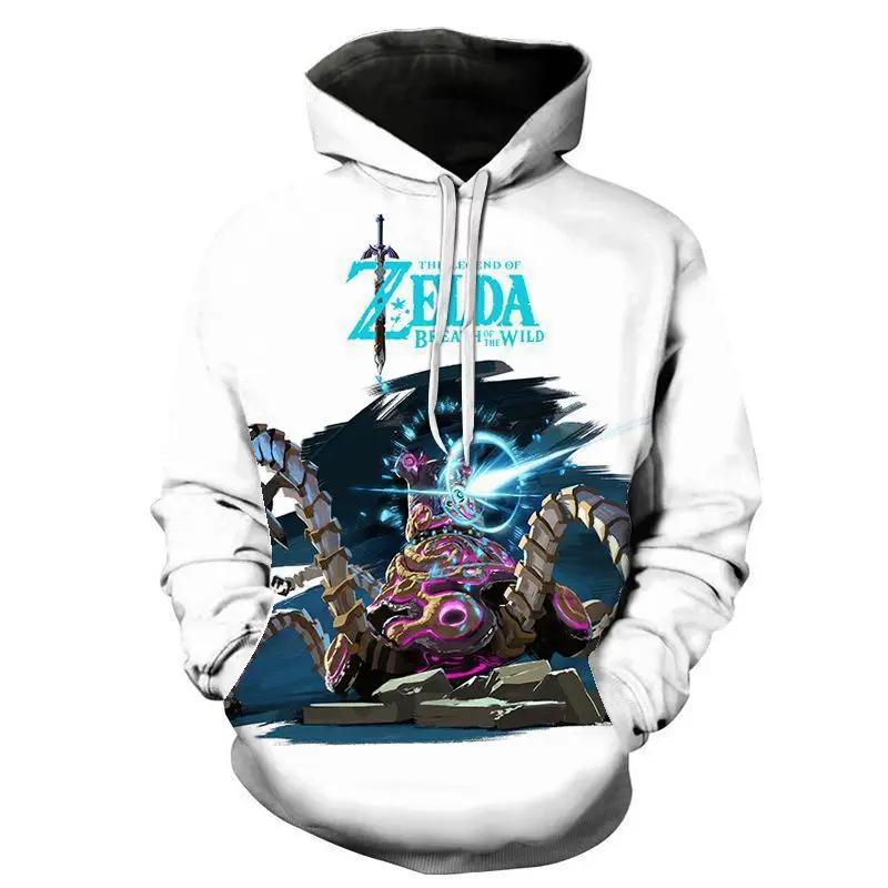 ETST0013 Cosplay Legend Zelda Link Rits Omhoog Hoodies Tops Jassen Anime 3D Print Sweatshirt voor Volwassenen Herenjas Mode Streetwear L