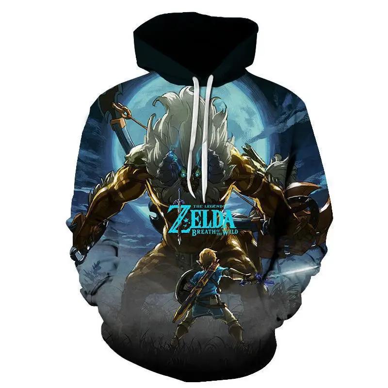 ETST0013 Cosplay Legend Zelda Link Rits Omhoog Hoodies Tops Jassen Anime 3D Print Sweatshirt voor Volwassenen Herenjas Mode Streetwear S