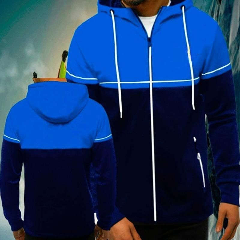 Tooyoo 2024 Herfst en Winter Nieuwe Heren Casual Cardigan Capuchon Trui Jeugd Kleur Bijpassende Herenjas 3XL blauw