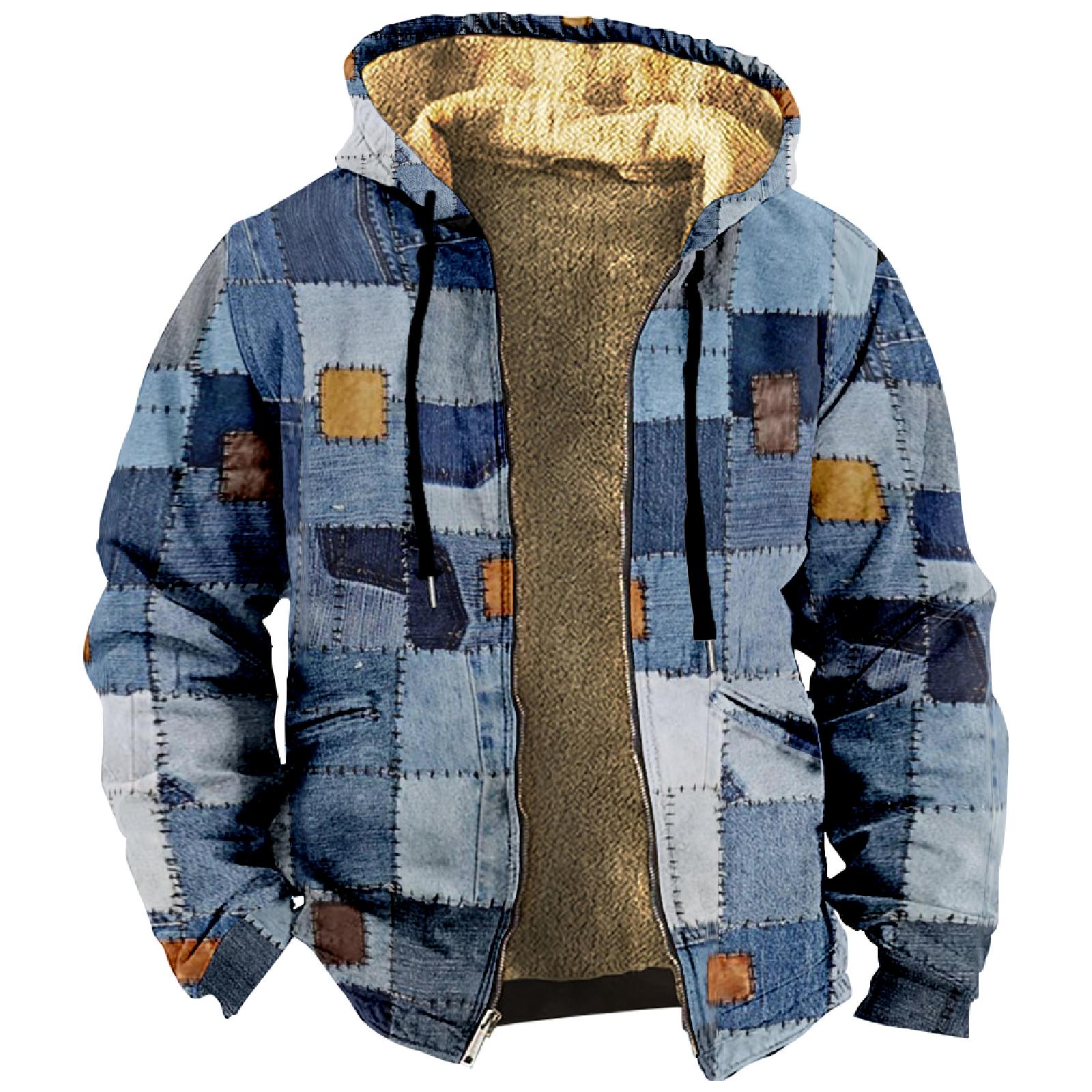 Wahaha123 Heren Winter Bedrukt Fleece Jack Vest Ritsjack XL