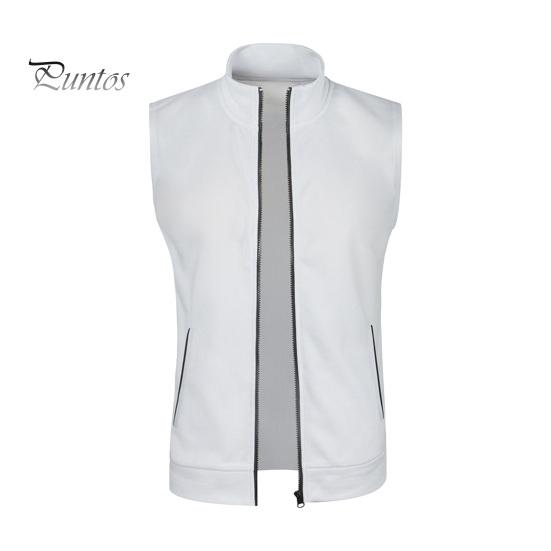DILLER Heren Vest Jas Stand Kraag Mouwloos Ritssluiting Vest met Zakken Effen Kleur Slim Fit Buitenkleding XXL wit