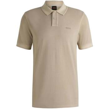 Boss Polo Shirt Korte Mouw  Prime Cotton Pique Polo Shirt Light Beige