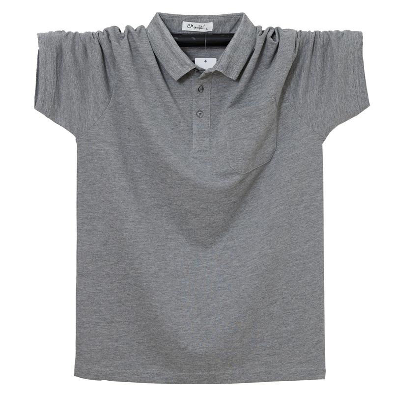 Phoca Largha for Men Nieuwe zomer heren katoenen poloshirts losse plus size zak ademend absorberen zweet casual zakelijke poloshirt L