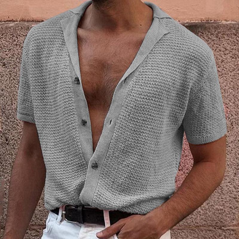 Phoca Largha for Men Nieuw T-shirt met korte mouwen Zomer dunne losse heren POLO Shir 3XL grijze kleur