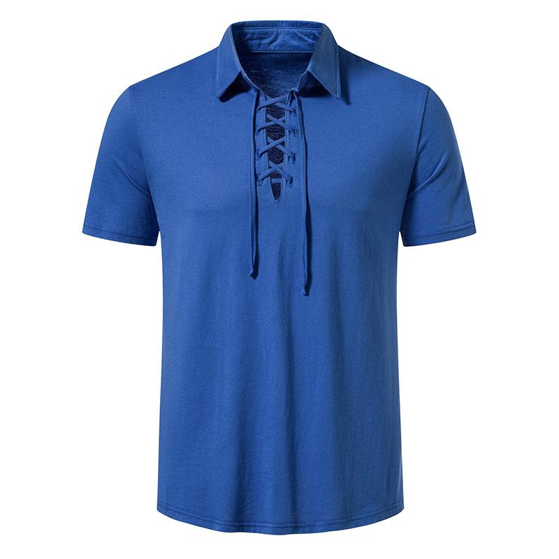 Phoca Largha for Men Nieuwe zomer herenmode T-shirt met korte mouwen en poloshirt voor heren met ademende en comfortabele revers 2XL blauw