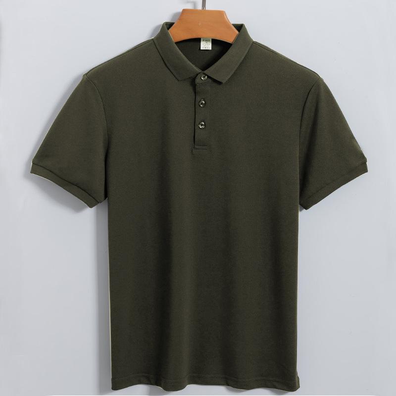 Phoca Largha for Men Nieuw effen herenpoloshirt, zweetabsorberend, ademend, sneldrogend, comfortabel herenpoloshirt met korte mouwen 4XL legergroene kleur