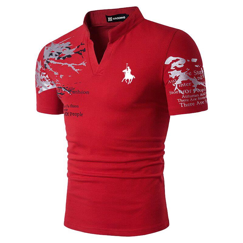 Bengbukulun Heren slim fit zakelijk bedrukt mode-T-shirt, heren slim fit sneldrogend zakelijk bedrukt overhemd. S rood