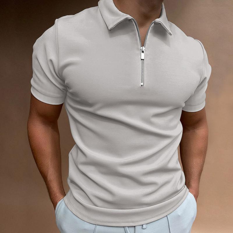 WowClassic Zomer Heren Basic Poloshirt Met Korte Mouwen Heren T-shirt Met Rits Reverskraag Man Europese Maat Top XL