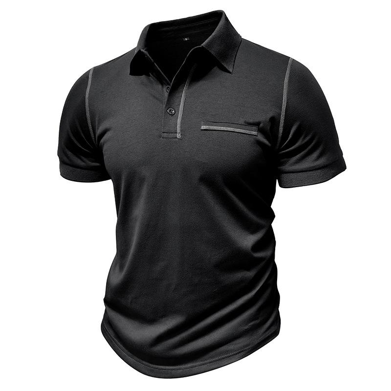 Phoca largha Heren atletische pasvorm poloshirts korte mouw casual training hardlopen shirts met kraag zomer sport jersey golf T-shirts vochtafvoerend tennisshirts XL zwart