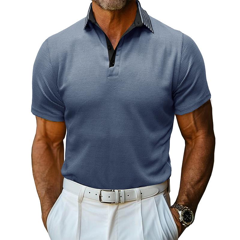 Phoca largha Heren Polo's met korte mouwen Wafeltextuur Gebreid overhemd Klassieke polo's Kraag T-shirts Casual Werk Zomer Lichtgewicht Knoop Golf T-shirts Tops voor heren XXL