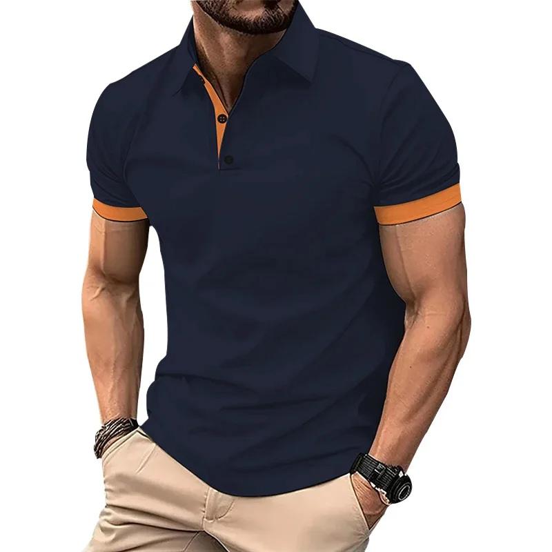 Haojun Men Polo Shirt Short Sleeve T Shirt 2XL marineblauwe kleur