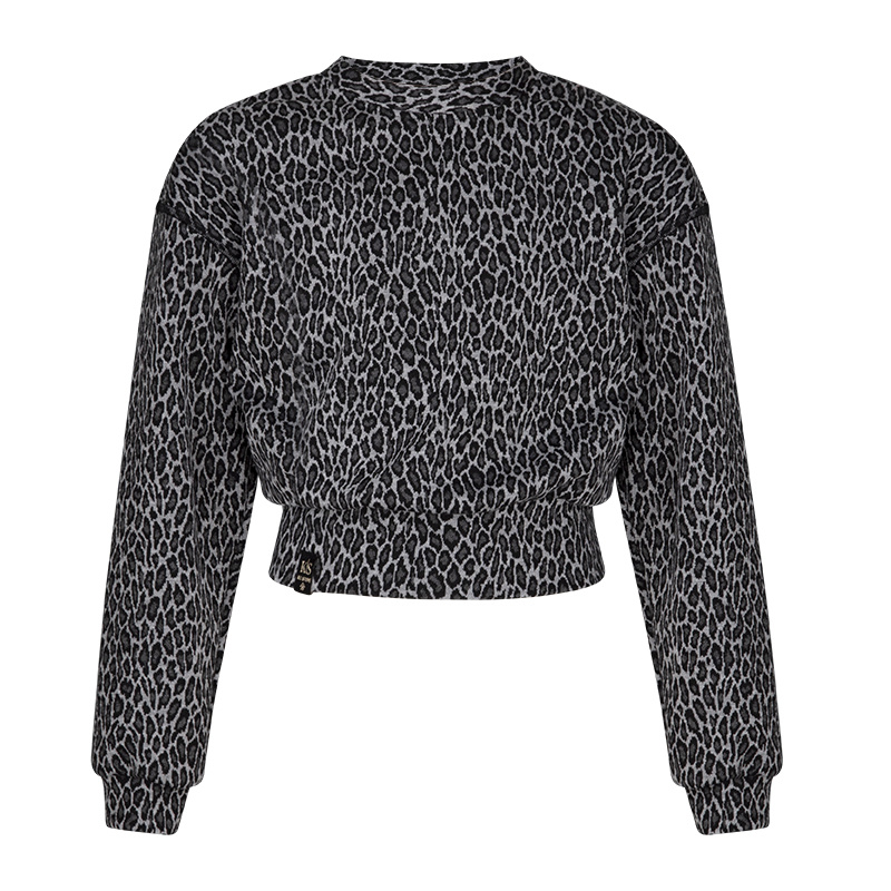 KIEstone winter sweater meisjes - bruin panter - Marieke