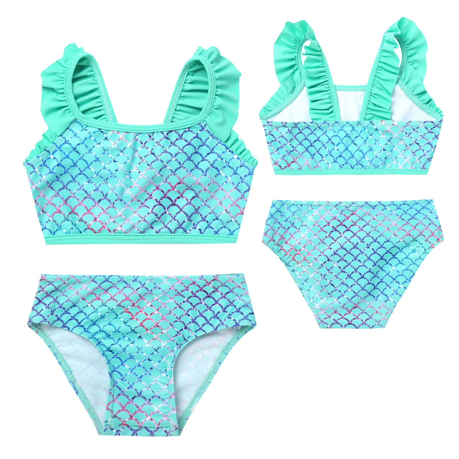 WinYing Meisjes bikinisets zeemeermin badmode tweedelig badpak badmode voor kinderen van 1-16 jaar 9-10 Years groen