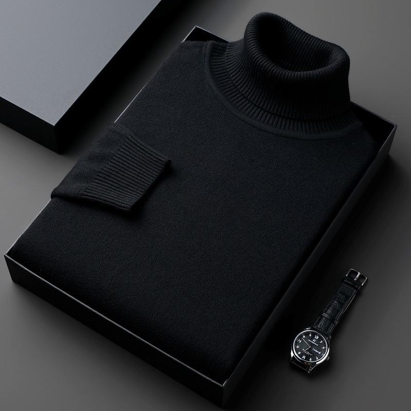 LAOHU Sweatwear Heren Pilling Gebreide Turtleneck Trui Slim Fit Lange Mouw Trui Trend Herenkleding XXXXL zwart