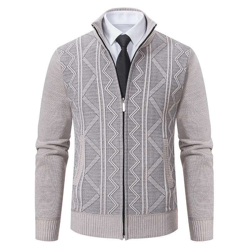 DSorothy Verdikte jas Heren Herfst en Winter Warme Trendlijn Staande Kraag Gebreide Cardigan Trui Jas XS beige