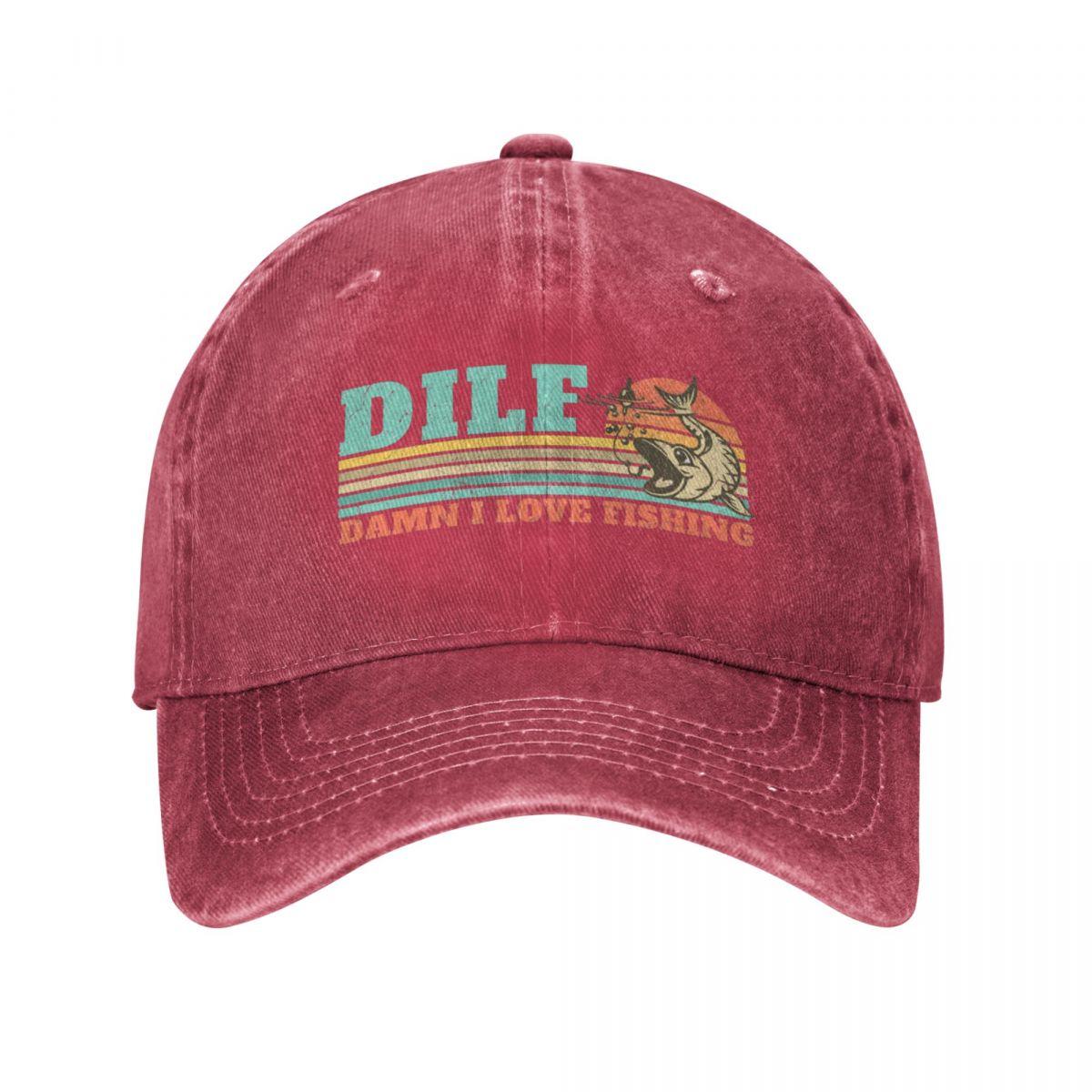 Kiki Cap Vintage DILF verdomd ik hou van vissen grappig vissen cadeau Baseball Cap Unisex stijl Distressed Denim gewassen Snapback Cap Retro hoed One Size