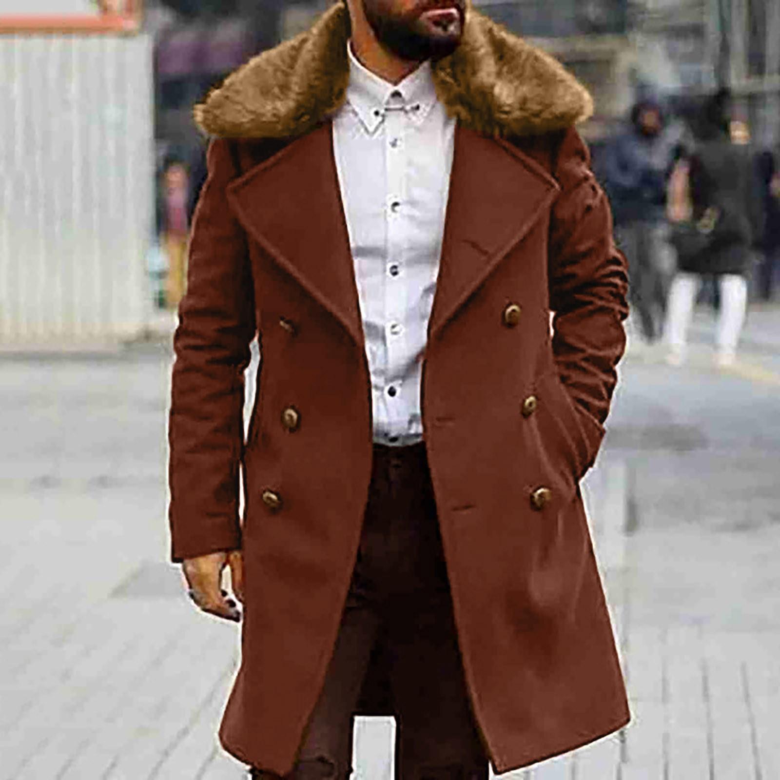 Niubiplus Herfst- en winter herenmode los vest warme revers capuchon trui L koffie