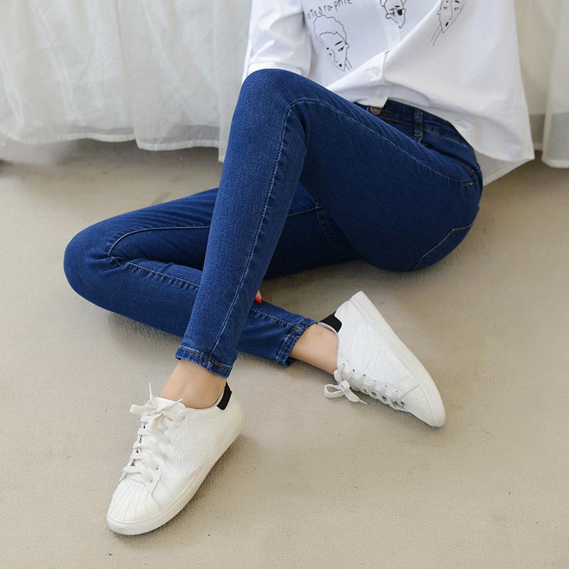 Zhuoneng Clothing Mode Dames Jeans Stretchbroek met hoge taille Jeans Dames Negen minuten broek Lente en zomer Nieuwe dunne kleine voeten Big Size broek 32 blauw