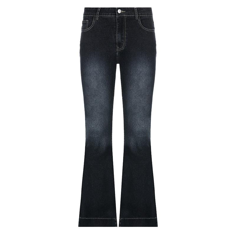 Twelve Month Y2K High Street laagbouw jeans blauwe damesbroek Bootcut zakken jeans Streetwear lage taille jeans wijde pijpen broek M