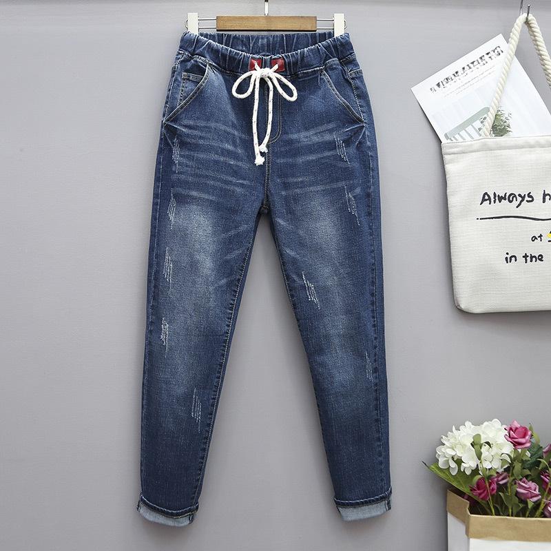 ZAIA Women Jacket Hoge taille damesmode casual jeans Boyfriend denim jeans potloodvoeten broek 2XL donkerblauwe kleur
