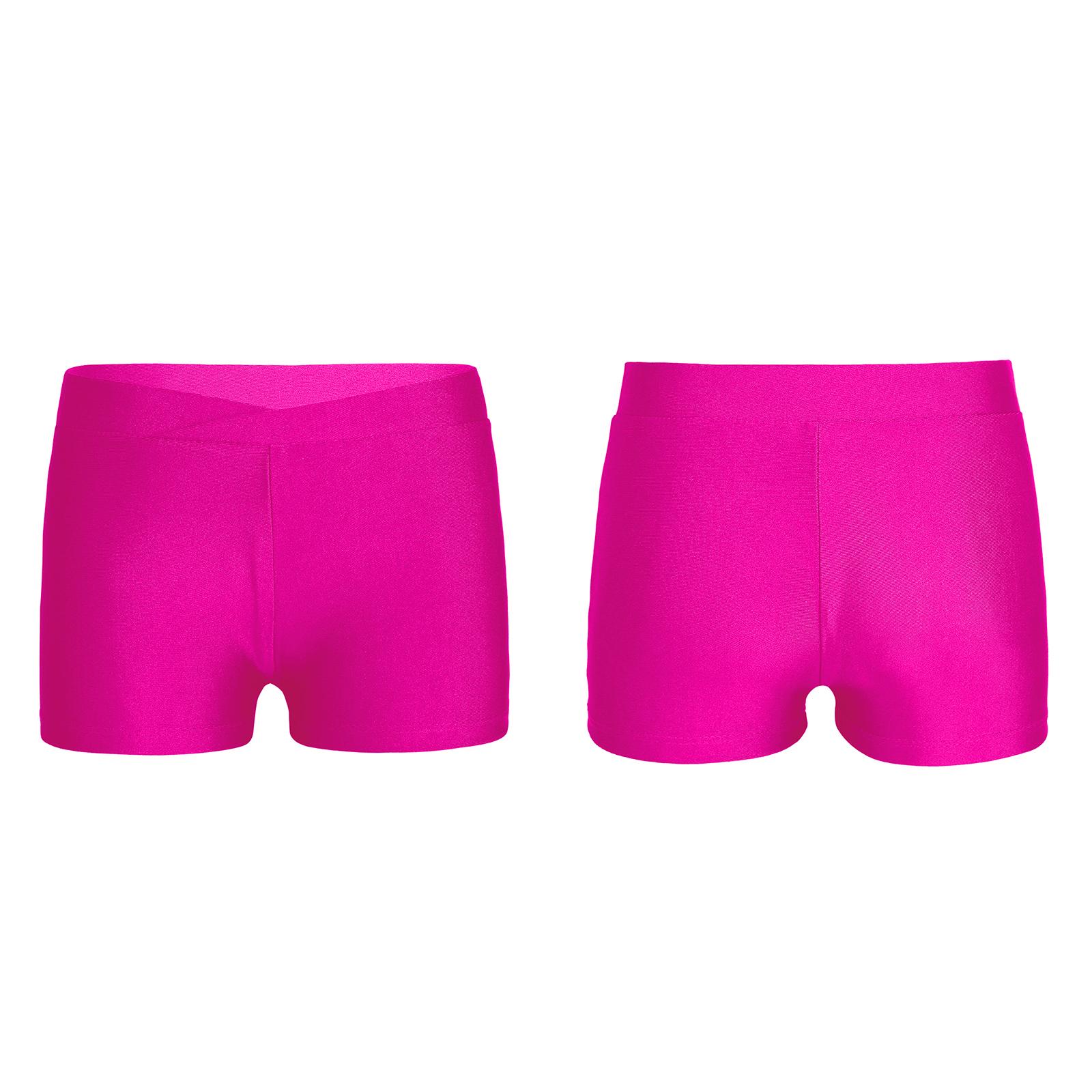 Yeahdor Kinderen meisjes elastische taille shorts kind dans sport gymnastiek workout bodems shorts 13-14 Years helder roze