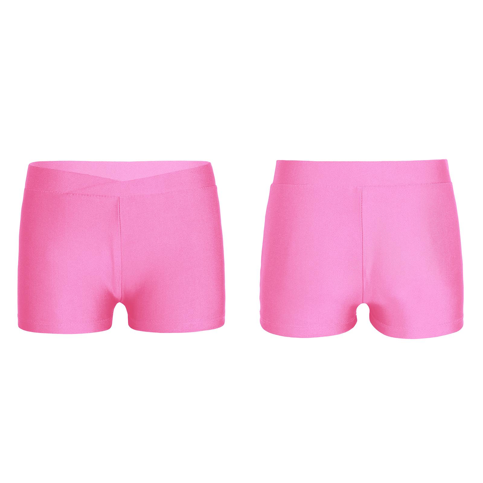 Yeahdor Kinderen meisjes elastische taille shorts kind dans sport gymnastiek workout bodems shorts 11-12 Years roze