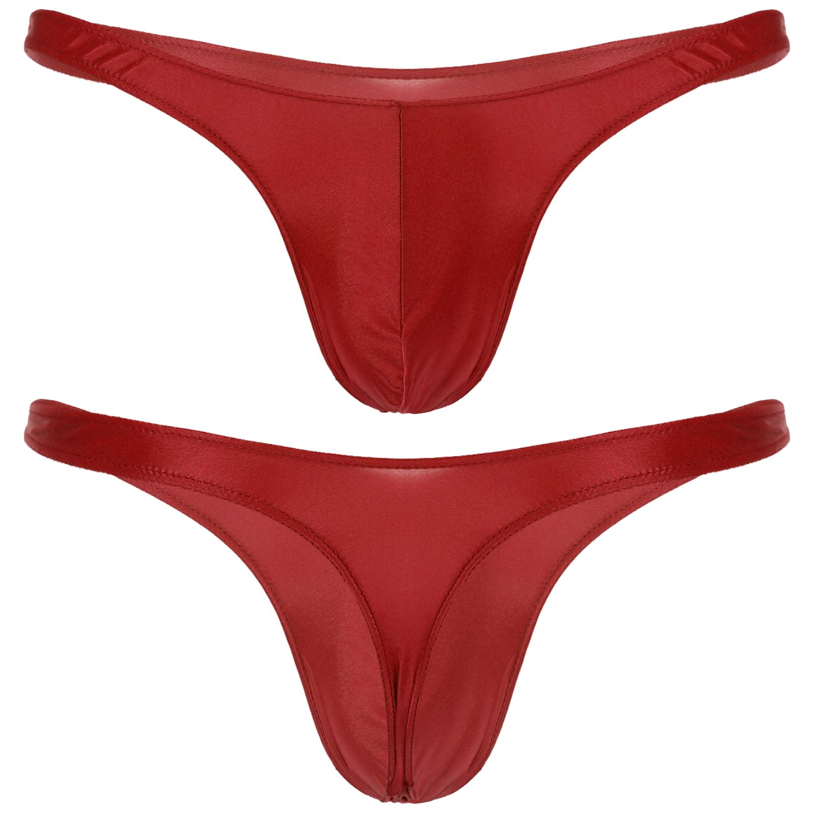 Sxiwei Swimwear Mens Swimsuit Glossy Bulge Pouch Thongs Mini Bikini Underwear Low Waist Briefs Underpants Swimwear Bath Briefs Panties XXL