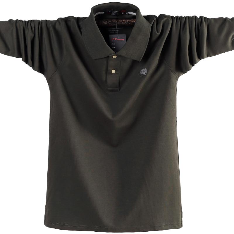 Phoca Largha for Men Nieuwe Heren Poloshirt Lange Mouw Poloshirt Business Casual Katoen Mannelijke Top Tees Plus Size 6XL L lichtbruin