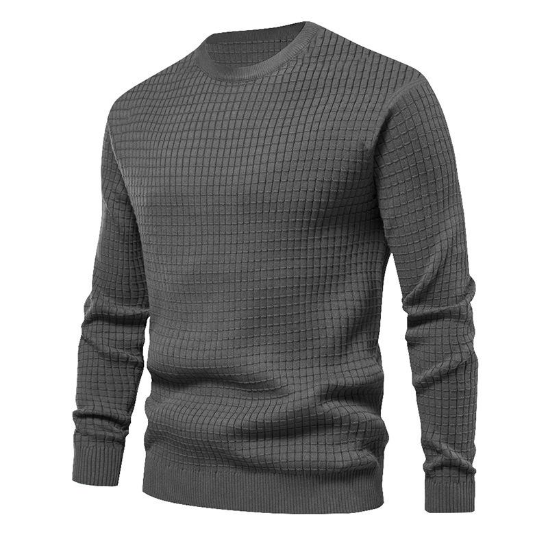 No. 11 Fashion Heren Herfst Winter Breiwerk Top Vierkant Los Ronde Hals Casual Onderkant Lange Mouw Trui Tops XXXL donkergrijze kleur
