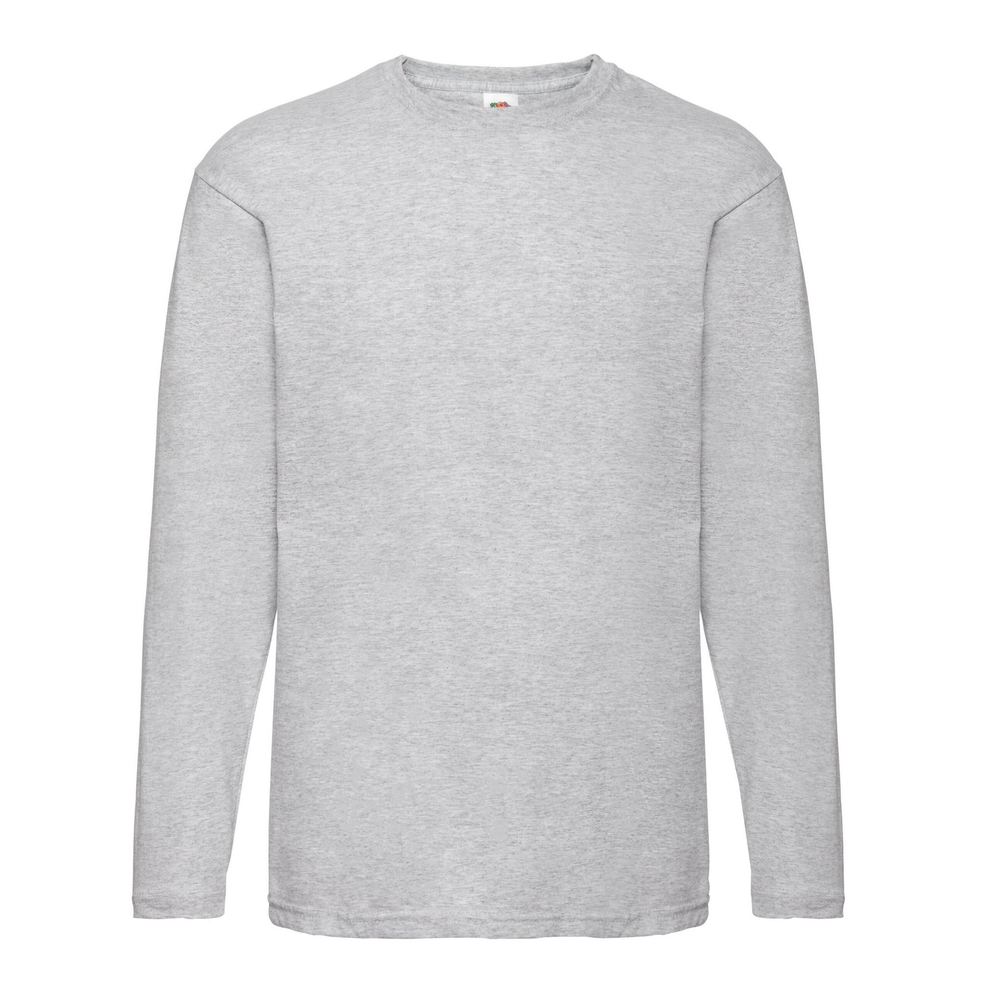 Fruit Of The Loom Heren Valueweight Heather T-shirt met lange mouwen XXL grijs