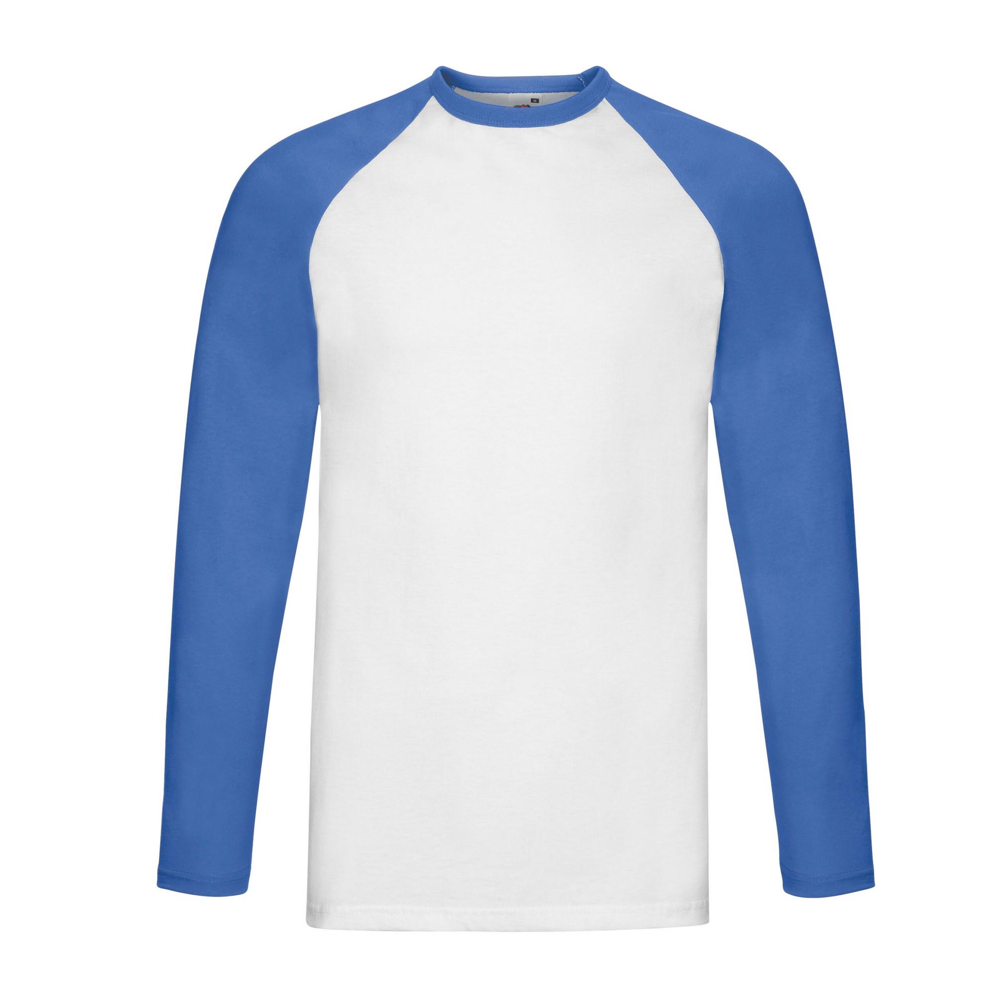 Fruit Of The Loom Mens Contrast Long-Sleeved Baseball T-Shirt L