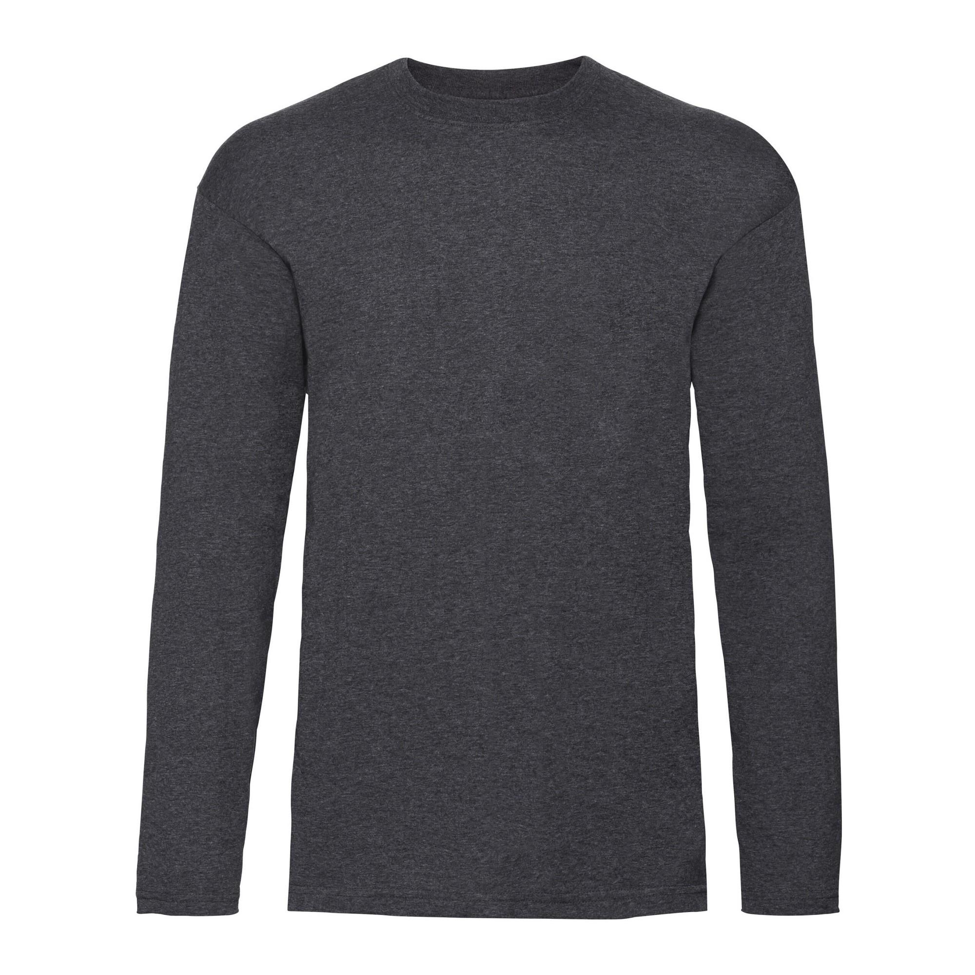 Fruit Of The Loom Heren Valueweight Heather T-shirt met lange mouwen XL